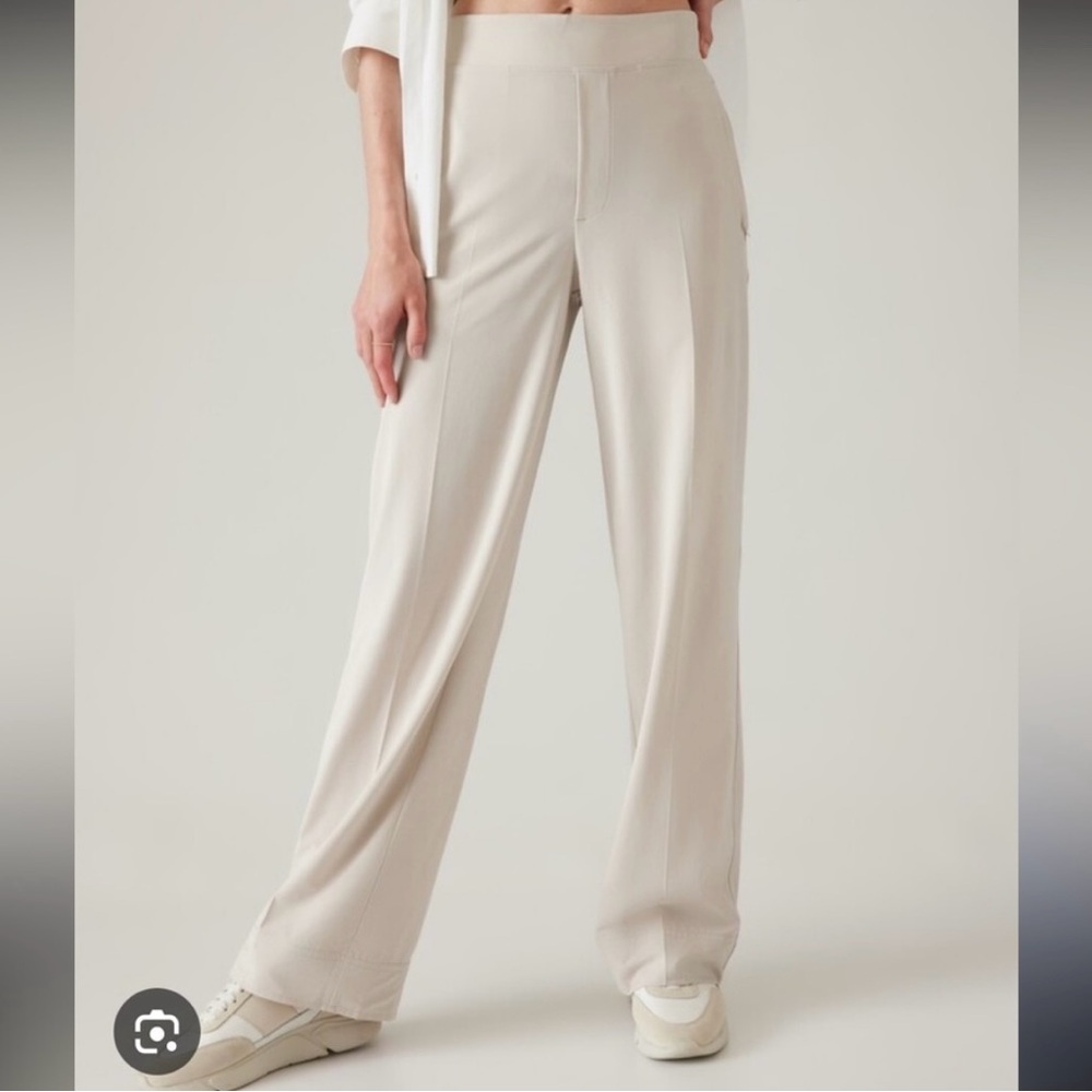 Athleta Brooklyn Heights High Rise Wide Trouser Stone 12 NWT
